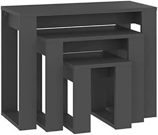 vidaXL 3x Nesting Tables Home Living Room Bedroom Furniture Accessory Accent End Side Nest of Table Nightstand Set Engineered Wood High Gloss White
