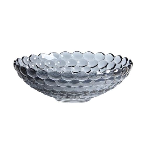 JUNYFFF Large Glass Crystal Fruit Bowl Candy Bowl Serving Bowl Decorative Bowl Home/Office Multipurpose Tray Crystal Eco-Friendly Glass Bowl, 30Cm,E