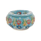 Decorative Ceramic Jar-Colorful Decorative Jar with Lid-Handmade Small Decorative Jar-Windproof Unique Jars-Turkish Home Decor (Turquoise)