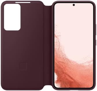 Samsung Electronics Galaxy S22 S-View Flip Cover, Protective Phone Case, Tap Control, Cutting Edge Design, US Version, Burgundy, (EF-ZS901CEEGUS)
