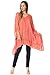 Sakkas 1801 - Regina Women's Lightweight Stonewashed Poncho Top Blouse Caftan Cover up - A-Salmon - OS
