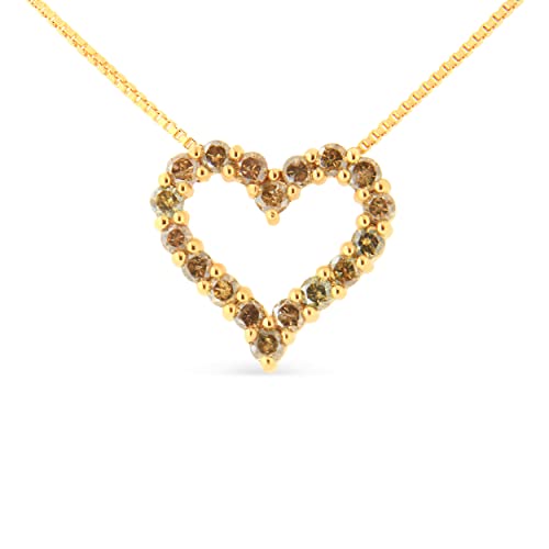 Haus of Brilliance 14K Yellow Gold Plated .925 Sterling Silver 1.0 Cttw Diamond Open Heart Pendant Necklace (K-L Color, I1-I2 Clarity) - 18"