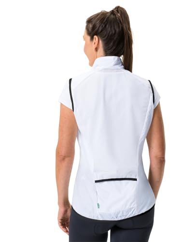 VAUDE Damen Fahrradweste Matera Air Vest, ultraleichte Windweste für den Radsport, wasserabweisende, winddichte Sportweste reflektierend, Passform: Slim fit, white, 40