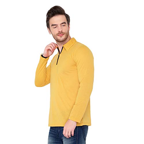 Image of Men's Cotton Blend Full Sleeve Zip Neck Polo T-Shirt (Pack of 1)