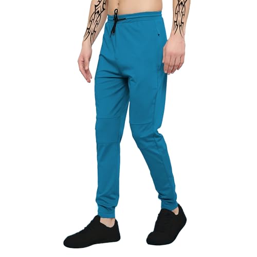 Image of LookMark Men's Solid Lycra Blend Lounge Wear: Trendy Track Pant with Pockets, Ideal for Night, Day, or Casual Wear
