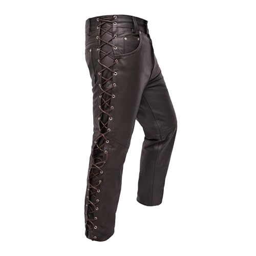 Touch&Torn Leather Pants Motorcycle Pants for Mens 30" to 44" Waist Jeans Style Pant with 5 Pockets Motorbike Pant for Biker