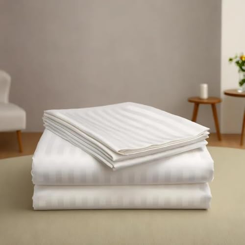 Image of Pure Cotton Hotel Bedsheet 90 x 100 Inches | Double Bed Bedsheet | Soft, Breathable & Skin Friendly Cotton Bed Sheet |Flat Sheet for Home, Hotel, Guest House & Bedroom | Durable & Easy Care