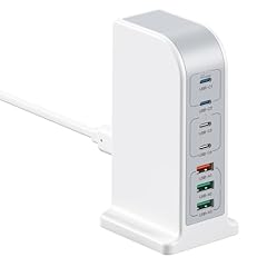 Caricatore USB multiplo da 180 W, adattatore a 7 porte con 4 USB-C + 3 USB-A, stazione di ricarica USB C, caricatore multiporta per MacBook Pro/iPad, iPhone 15 14 13 12 Pro Max, Samsung S24 Ultra,