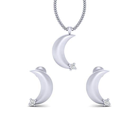 Pendientes de plata de ley 925 con colgante de luna celestial y detalles de diamante