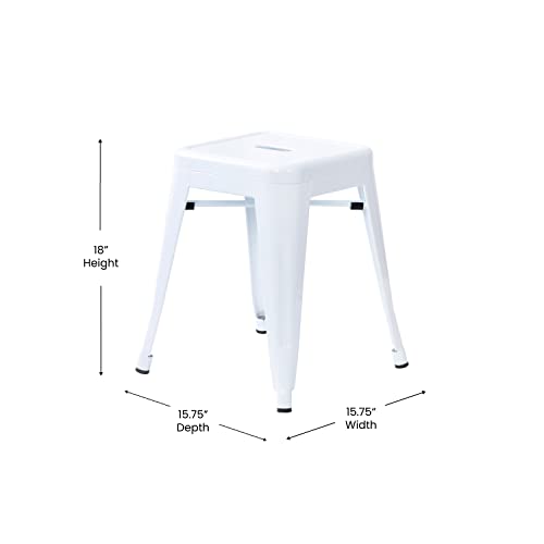 Flash Furniture Metal Dining Table Height Stool - Backless White Kai Commercial Grade Stool - 18 Inch Stackable Dining Chair - Set of 4 by Flash Furniture - Image 3