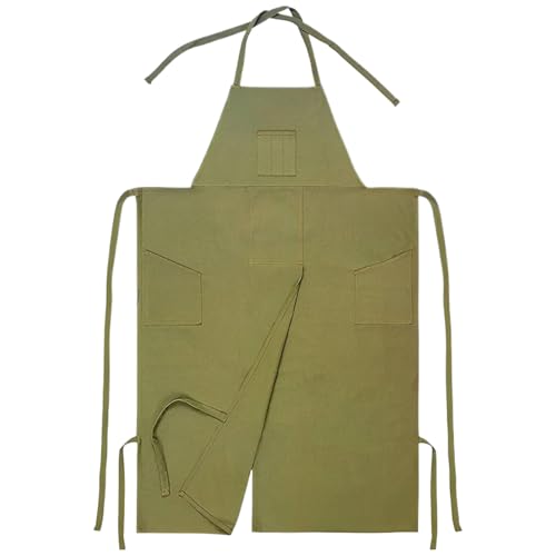 Poupangke - Tablier Argile,Tablier De Jardin Ajustable - Tablier Léger Anti-Dérapant À Jambes Fendues Avec 3 Poches Pour Art, Sculpture, Poterie, Peinture Et Céramique