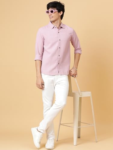 Image of KOTTY Men's Textured Casual Shirt - Long Sleeve||Button-Down Collar||Classic Fit