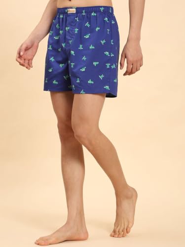Image of B STORIES Bstories Men's Cotton Printed Boxer Shorts | Soft & Breathable Woven Cotton | Elastic Waist | Regular Fit | Comfortable Lounge & Sleepwear