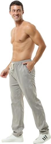 Hoerev Men Casual Beach Trousers Linen Summer Pants2