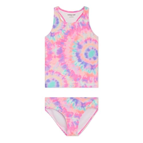 Image of Lands' End Girls' UPF 50+ Swim Bikini Bottom and Racerback Tankini Set