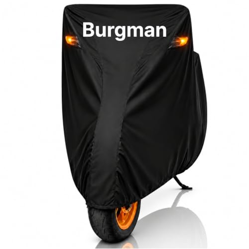 Image of Dhoom Scooty Body Cover for Burgman Cover | 100% Waterproof, Dustproof & Scratch Resistant | Heavy Duty Two Wheeler Covers with UV Protection, Heat Resistant | All Weather Outdoor Scooty Cover (Black)