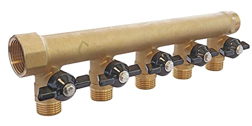 SOMATHERM FOR YOU 3540730010414 Mini Valve Distributor 5S DIY 20/27 Brass Distributor with Integrated Valves 5 Outputs Male 15/21-20/27 Female Input Output Buck - Image 2