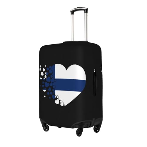 Finland Finnish Finns Heart Shaped Flag Travel Luggage Cover Washable Suitcase Case Suitcase Protector Fit Luggage Cover Medium2