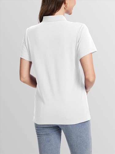 SMENG Women's Polo Shirts Cotton Pique Short Sleeve Collared 3 Button Summer Tops Work,Casual,Golf Shirt4