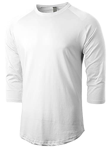 Hat and Beyond Mens Baseball Jersey Button Down T Shirts Hipster Plain Hip Hop (X-Large,1HCA0008 White/White)