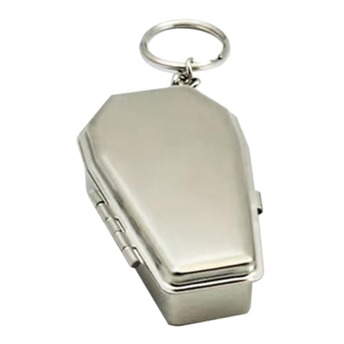 OUNONA Coffin Shape Portable Ash Tray with Keychain Durable Metal Ashtray for Car and Outdoor Use Creative Keychain Accessory for Smokers and Travel
