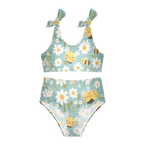 Honey Bees Daisy Girls Two Piece Kids Bikini Set Quick-Dry Swimsuit Swimwear Adjustable Strap3