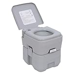 HOMCOM Outsunny Portable Camping Toilet, 20L Flushable Porta Potty Portaloo with 2 Detachable Tanks, Flush and Double Seal Valve for Outdoor Camping Hiking Travel Caravan