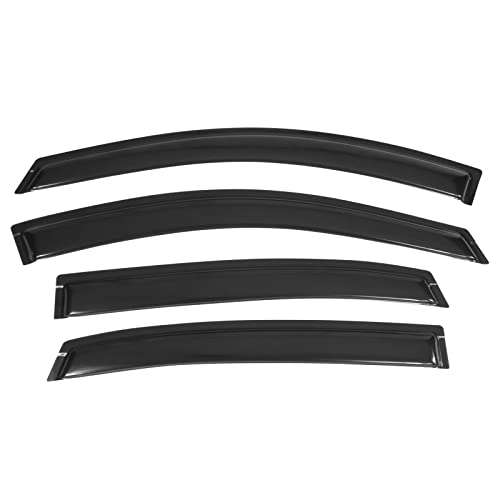 Freemotor802 Compatible With 2006-2013 Chevy Impala 2014-2016 Impala Limited Tape On Window Visors, Slim Style Smoke Tinted Acrylic 4 Pieces Wind Deflectors #TOP21