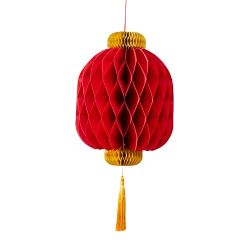 Farolillos de papel colgantes – Linterna de Año Nuevo China, linterna de papel rojo con pompón | Decoración de linterna colgante, linternas de la suerte para fiesta de boda de Año Nuevo, colgante