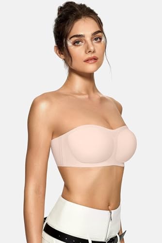 Image of Vertvie Womens Strapless Bra Jelly Push Up Seamless Bandeau Bra Wireless Non Slip Silicone Tube Top Bras Padded Bralette