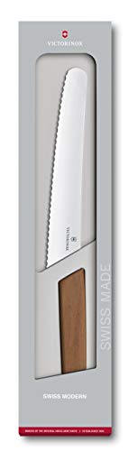 Victorinox Faca de pão suíça moderna, 21,5 cm, madeira de nogueira