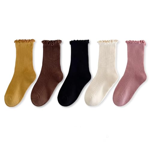 Socks for Girls 5-Pack Cute Fashion Soft Uniform for School Durable and Breathable Comfortable Cotton Warm Crew Sock2