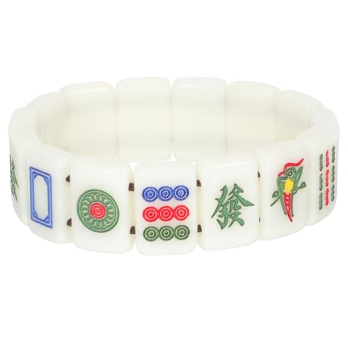 Pulsera creativa Mahjong 2 piezas elástica tamaño 18mm miniatura 1