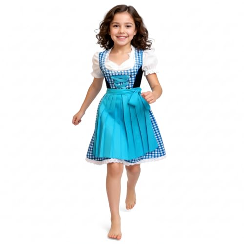 bottoni corrispondenti Kiddy Tracht 3 pezzi Vestito Dirndl tedesco per ragazze tipo-125/128 blu