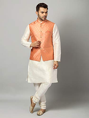 Image of Uri and MacKenzie Men's Silk Blend Kurta Pajama with Designer Ethnic Nehru Jacket /Modi Jacket
