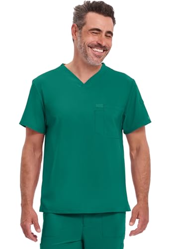 Image of Dickies EDS Essentials Scrubs for Men V-Neck 360 Stretch Medical Scrub Top | Relaxed Fit, 2 Pocket Design, 360 Stretch, Moisture Wicking Fabric, Durable Construction, Side Vents, Easy Care