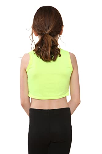 Image of Kids Girls Neon Fluorescent Vest Crop Tops T-Shirt Tee Top Dance Wear Gymnastic Fancy Dress Age 5-14 Years