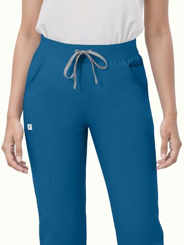 Image of Scrub Pants for Women - Straight Leg Medical Scrub Pants with 6 Pockets - Drawstring Soft Stretch Women Scrub Pant