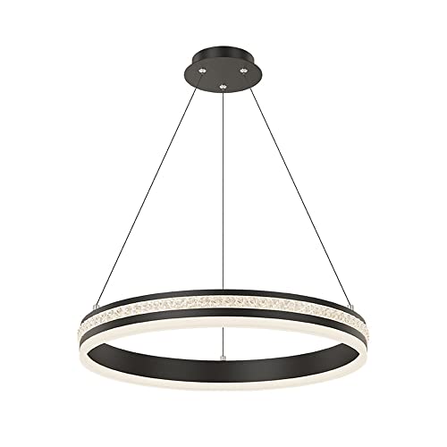 Bisel de cristal Lámparas de araña LED Montaje en techo Negro Redondo Francés Clásico Colgante regulable Luces colgantes Altura máxima 48 '' Lámpara colgante 62W para sala de exposición, dormitorio, o Cover