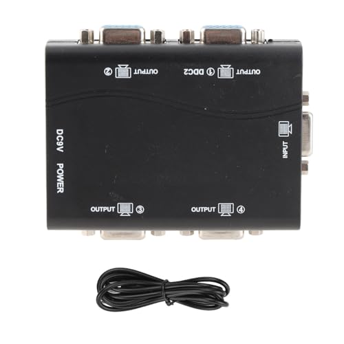 Image of Jelquix VGA Splitter 1 in 4 Out USB Powered HD Video Splitter for 4 Monitors 250MHz 1920x1440 Resolution