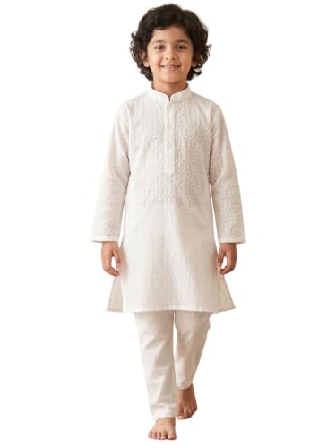 Image of AJ DEZINES Kids Kurta Pajama Set For Boys | Embroidery Chikankari Kurta Set | Cotton Stylish Boys Kurta Pyjama |Party & Ethnic Wear | Perfect For Festivals Wedding & Family Function