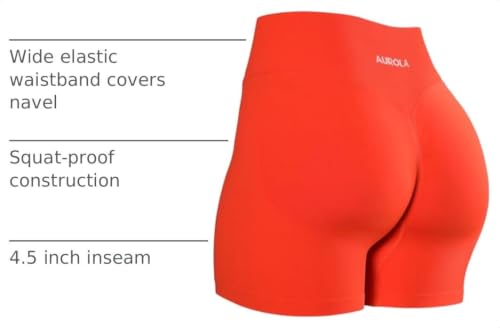 Image of AUROLA Influence Workout Shorts for Women,2.5 3.5 4.5 5.5 6.5 No Roll Up Squat Proof Scrunch Seamless Compression Gym Short
