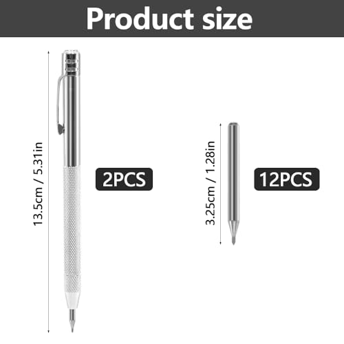 YDHfdc Anreißnadel für Metall 2 Stück Wolframcarbid Stift mit 12 Ersatz Red Hat Markierspitzen Anreißwerkzeug Metall Anreissnadel Hartmetall für Glas, Metallblech, Keramik