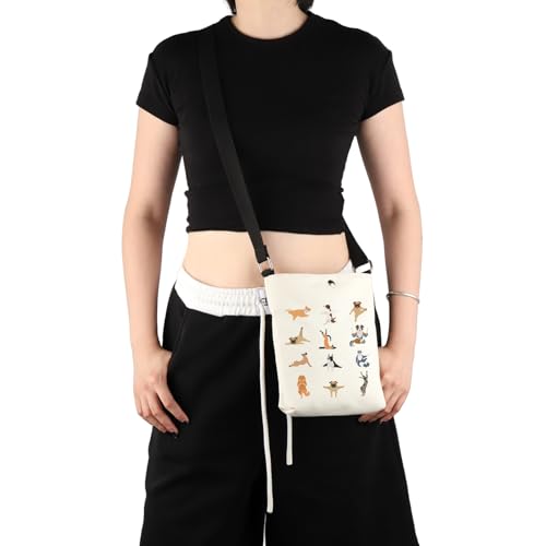 PWHAOO Puppy Lovers Yoga Gift Dogs In Yoga Poses Crossbody Bag Who Loves Yoga Travel Bag Yoga Dog Mom Merch4