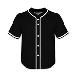 Slvriog Kids Baseball Jersey Black White Toddler Softball Jersey for Boy Girl Plain Practice Shirt Youth Sports Button Down T-Shirts 7Y