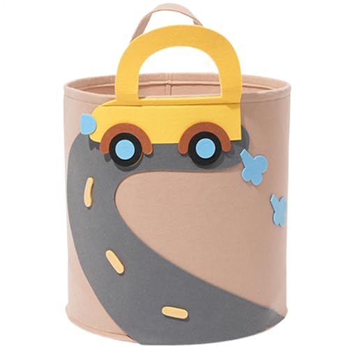 Bonita cesta de almacenamiento decorativa, cubo de almacenamiento de fieltro para lavandería, cesta de ropa con diseño de animales, cestas multiusos con asas, caja de juguetes, calcetines, cubos para