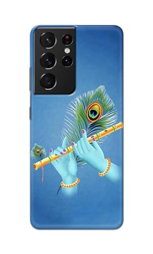 Image of PRINTFIDAA Printed Hard Back Cover Case for Samsung Galaxy S21 Ultra 5G Back Cover (Flute in Krishna Hands) -112