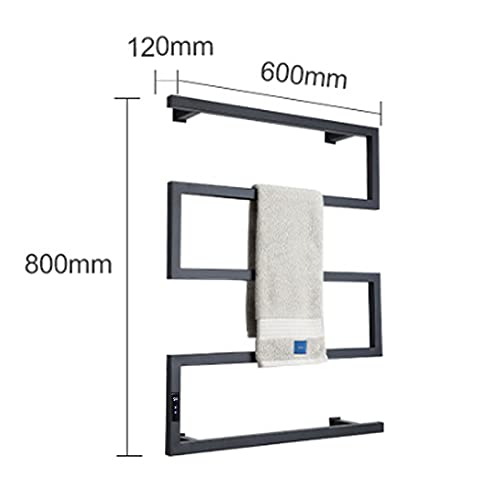 Sèche-serviettes électrique noir en acier 304 mural avec minuterie