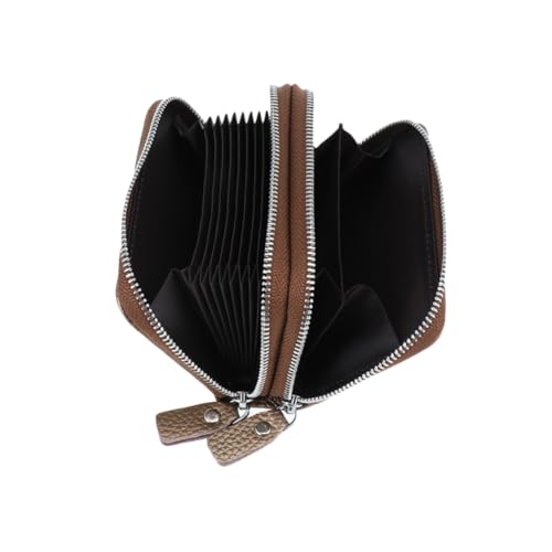 VANZACK Elegant Cowhide Bag Small Leather Wallet Id Holders Credit Card Slot Double Zipper Coin Purse for Men Women