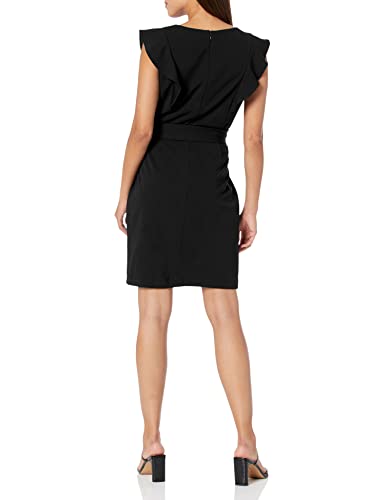 Nine West Women's Joanna-V-Neck Flutter Sleeve Dress W/2